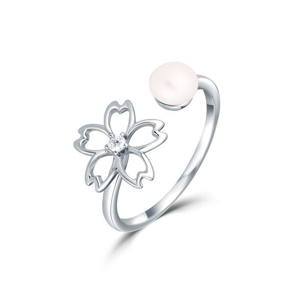 Prsten se syntetickou perlou 125-500-E746 58