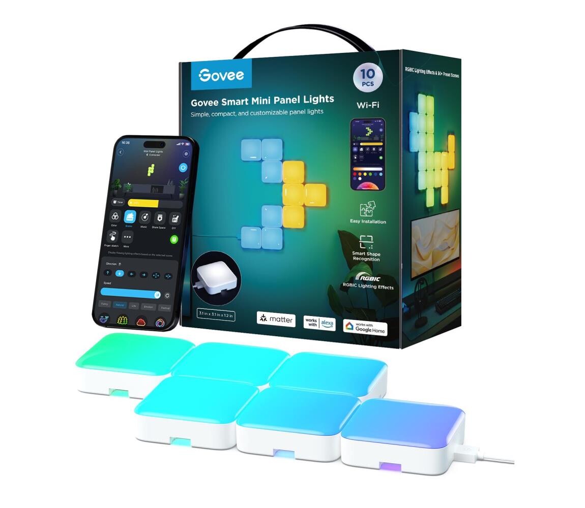 Govee Govee - 10x Smart mini RGBIC panel Wi-Fi