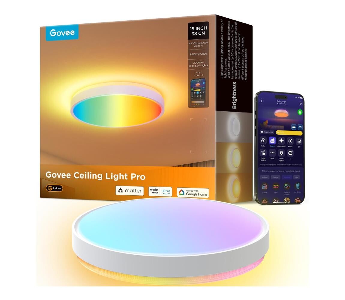 Govee Govee - LED RGBIC Stmívatelné stropní svítidlo LED/49W/230V 2700-6500K Wi-Fi