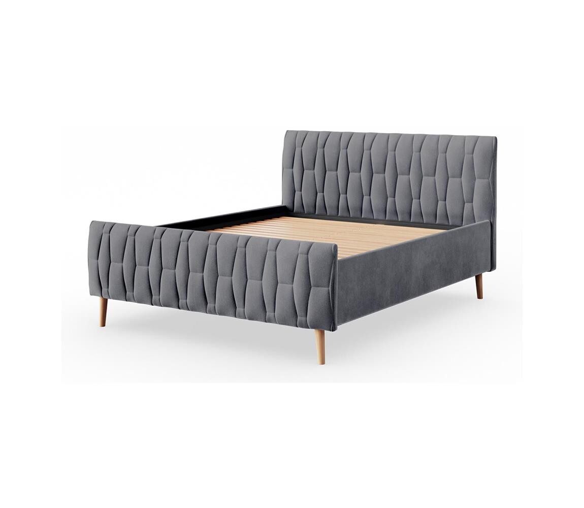 Meble Polskie Čalouněná postel bez matrace FLORA 180x200 cm šedá