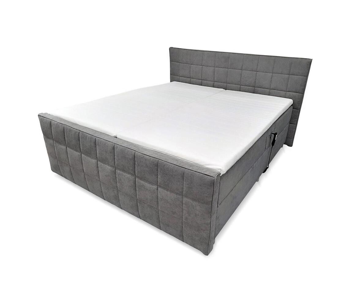 Meble Polskie Elektrická poloho. čalouněná postel s matracemi a topperem HELEN 180x200 cm šedá