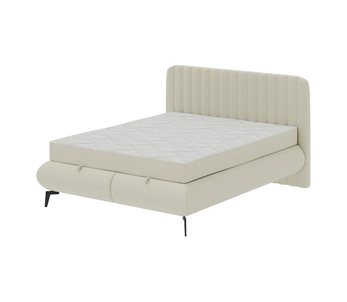 Meble Polskie Čalouněná postel s matracemi a úložným prostorem ALEXA 160x200 cm béžová