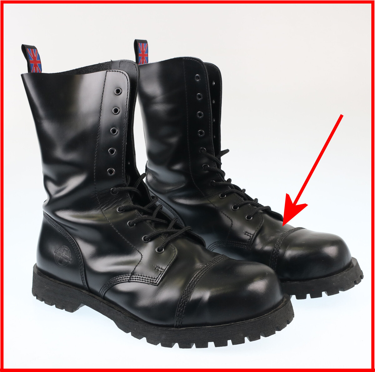 boty NEVERMIND - 10 dírkové - Black Polido - POŠKOZENÉ 46