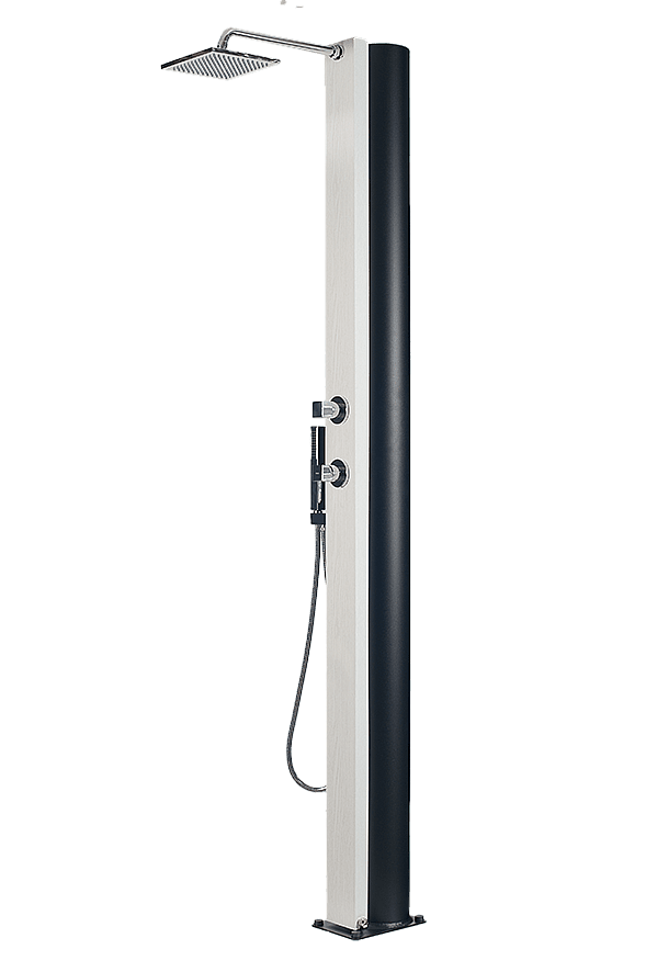 Hanscraft Solární sprcha BORA s ruční sprchou (antracit / imitace bílého dřeva)