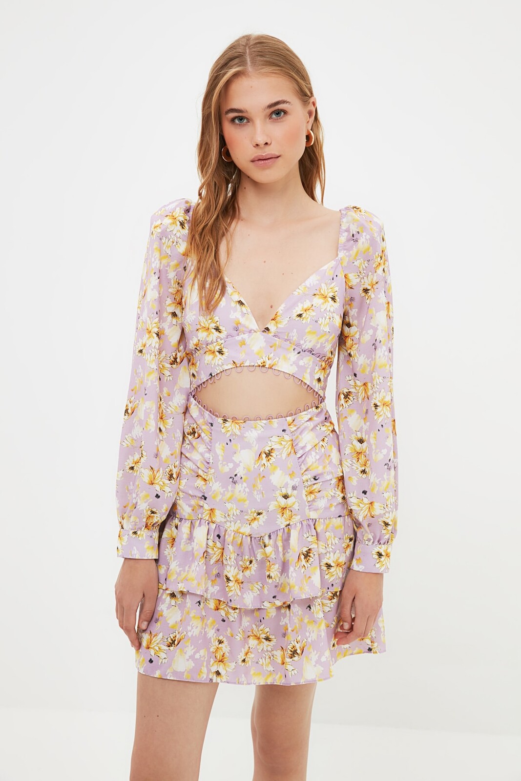 Trendyol vícebarevné vystřižené detailní šaty