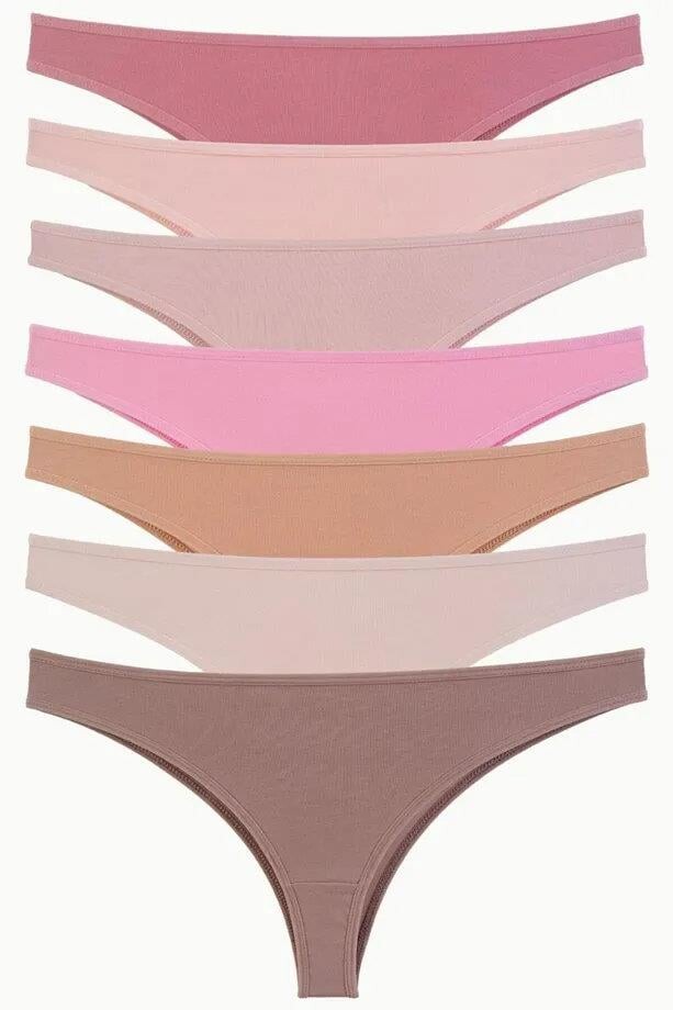 09651 Dewberry 7 Pcs Brazilian Style Womens Briefs-MULTICOLOR