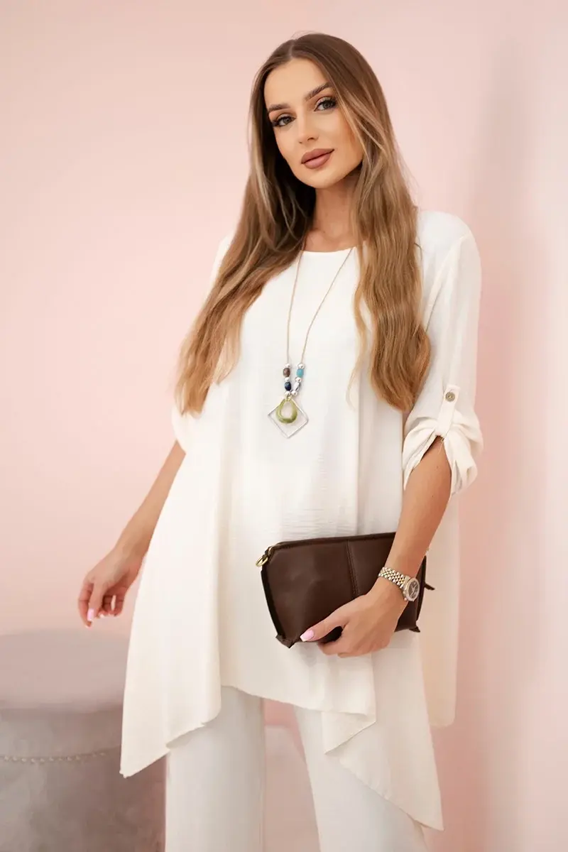 Kesi Włoski Sada halenky + kalhot s přívěskem světle béžová