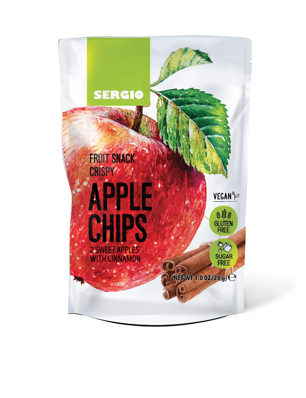 SERGIO Jablečné lupínky z červeného jablka se skořicí 28 g