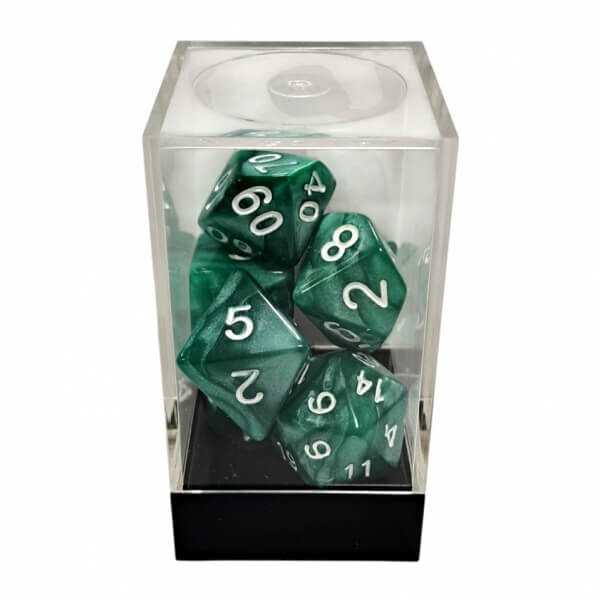 Sada kostek Marble Green/White Polyhedral - 7 kusů KAD15289
