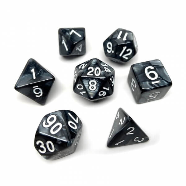 Sada kostek Marble Black/White Polyhedral - 7 kusů KAD15265