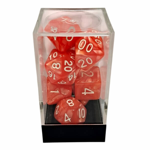 Sada kostek Marble Orange/White Polyhedral - 7 kusů KAD15296