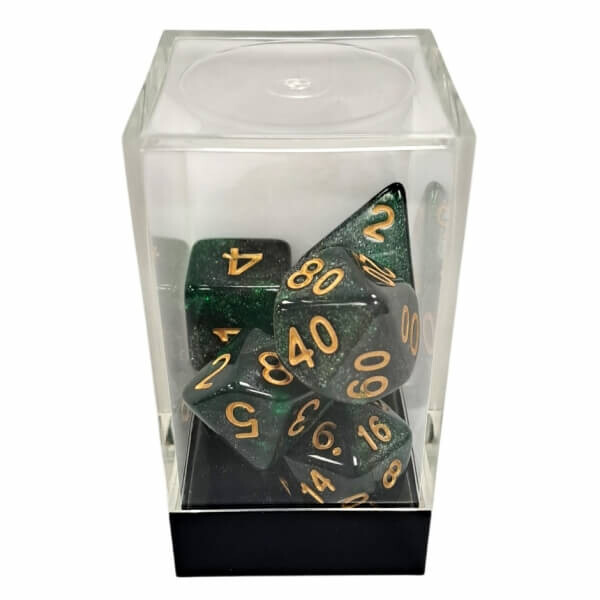 Sada kostek Starry Green-Black/Gold Polyhedral - 7 kusů KAD15449