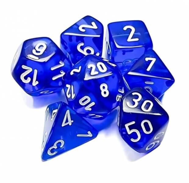 Sada kostek Marble Blue/White Polyhedral - 7 kusů KAD15326