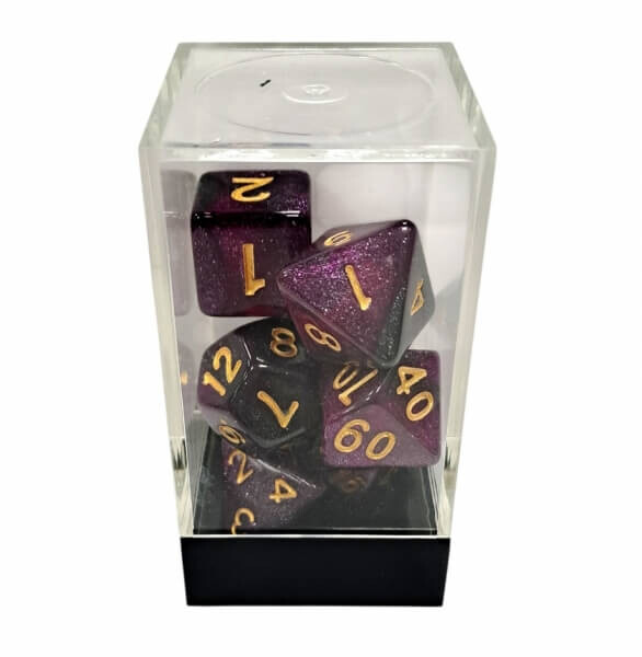 Sada kostek Starry Purple-Black/Gold Polyhedral - 7 kusů KAD15456