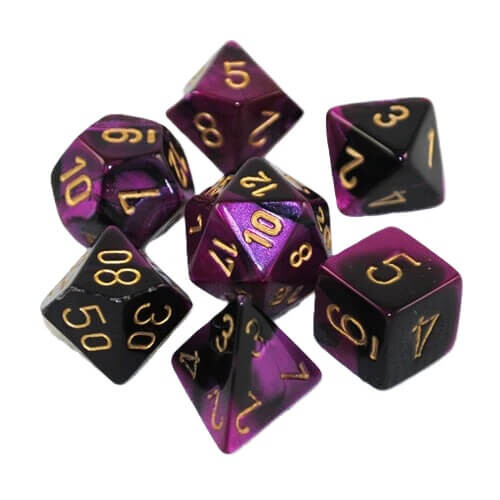 Sada kostek Dual Purple-Black/Gold Polyhedral - 7 kusů KAD15340