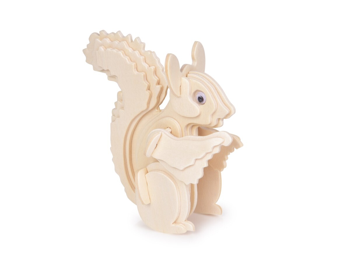 WOODCRAFT | 3D skládací dřevěná stavebnice VEVERKA | 10,5 cm | bez lepidla + vybarvi si sám