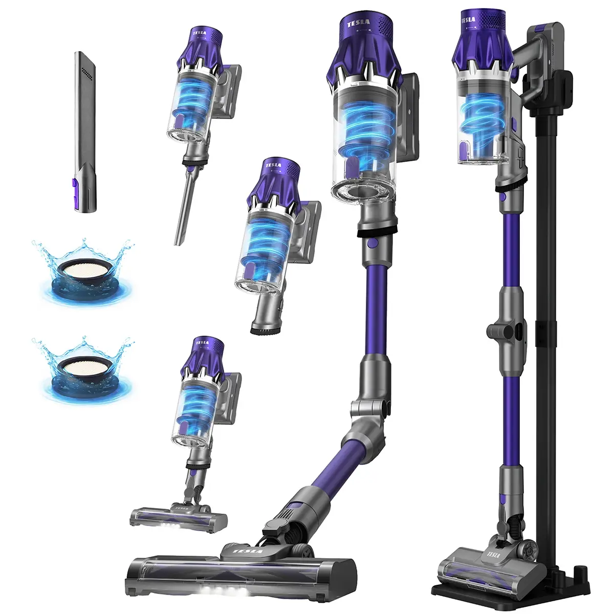 TESLA PureStar E50 PowerDock - flexibilní bezdrátový tyčový vysavač 2v1