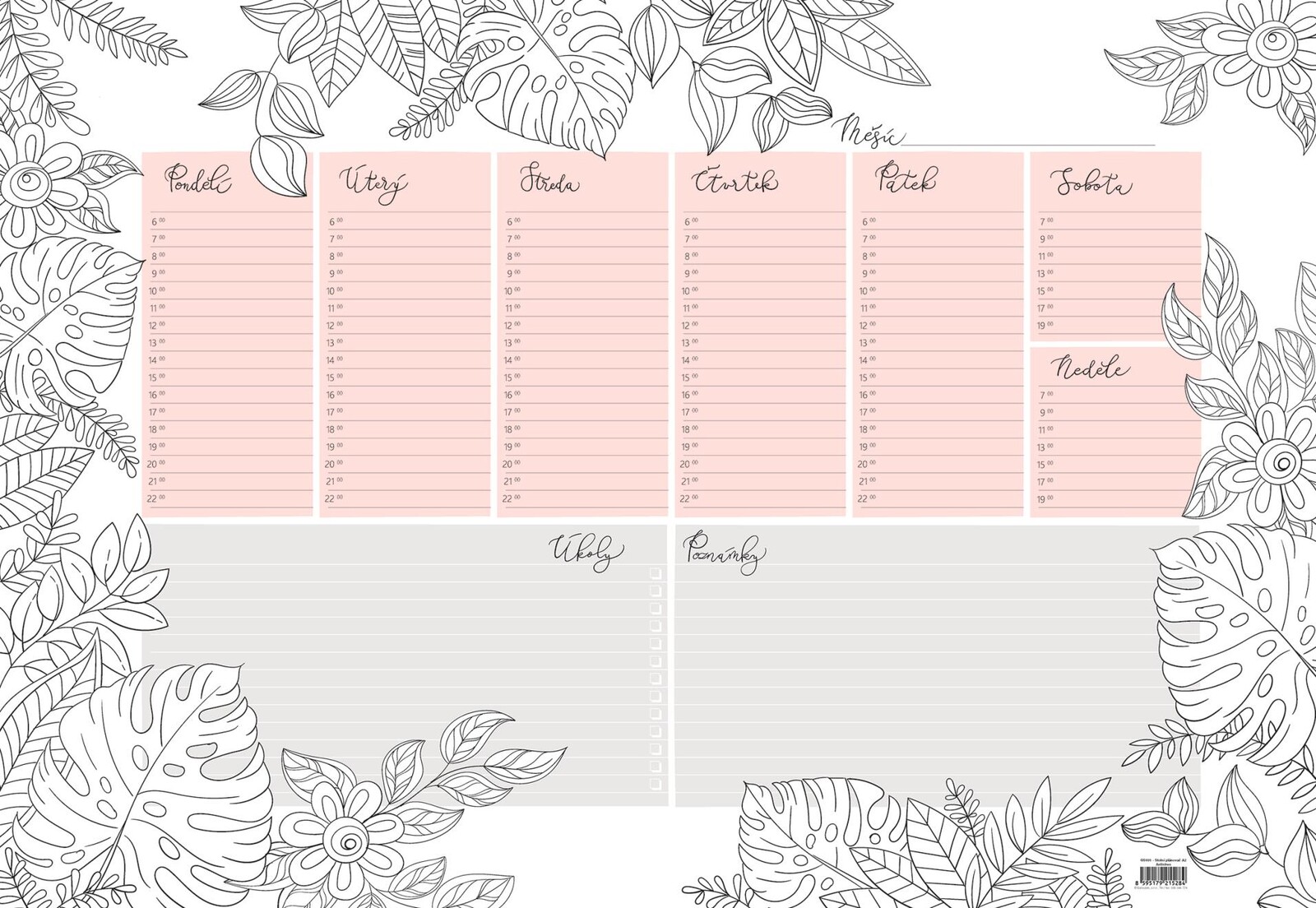 Týdenní plánovací mapa 2025 - A3, Antistres