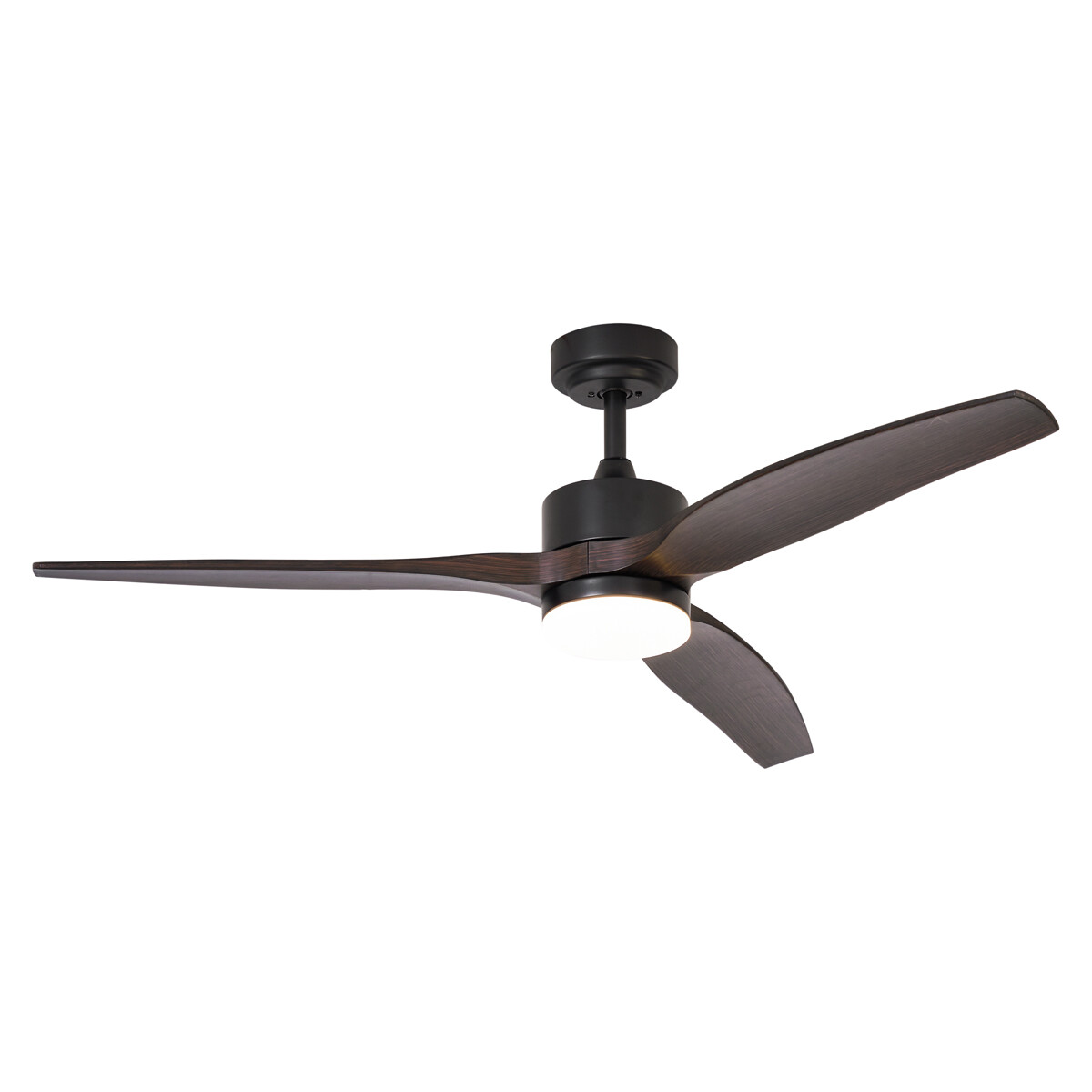 Smart plafondventilator zwart met hout print 132cm incl. LED dimbaar met afstandsbediening - Joly