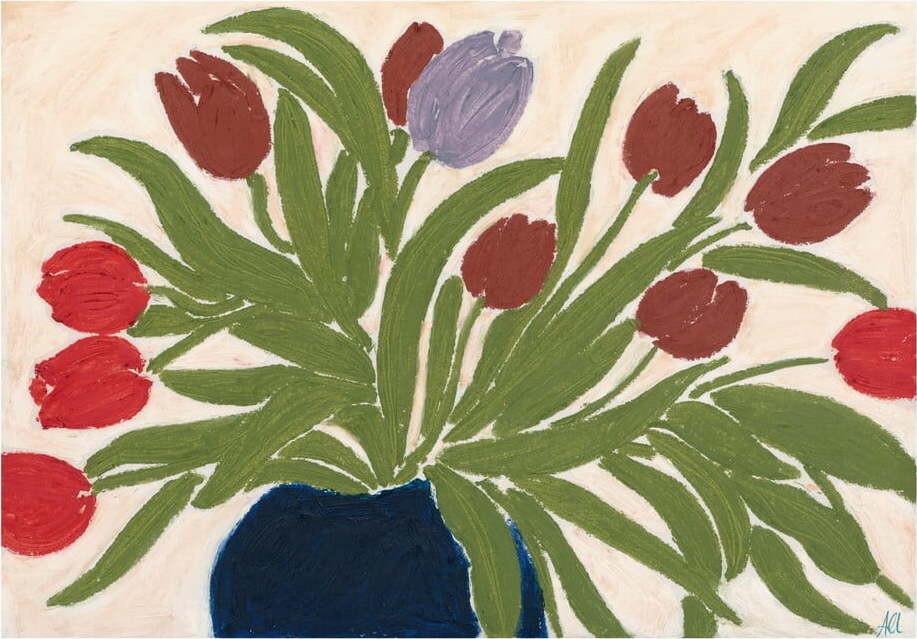 Plakát 70x50 cm Tulips in a Blue Vase – The Poster Club
