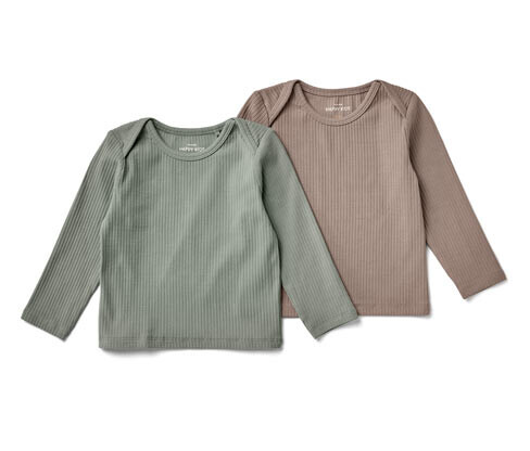 Tchibo - Trika s dlouhým rukávem a žebrovanou strukturou pro miminka - pro miminko - vel. 50/56 - barva: zelená