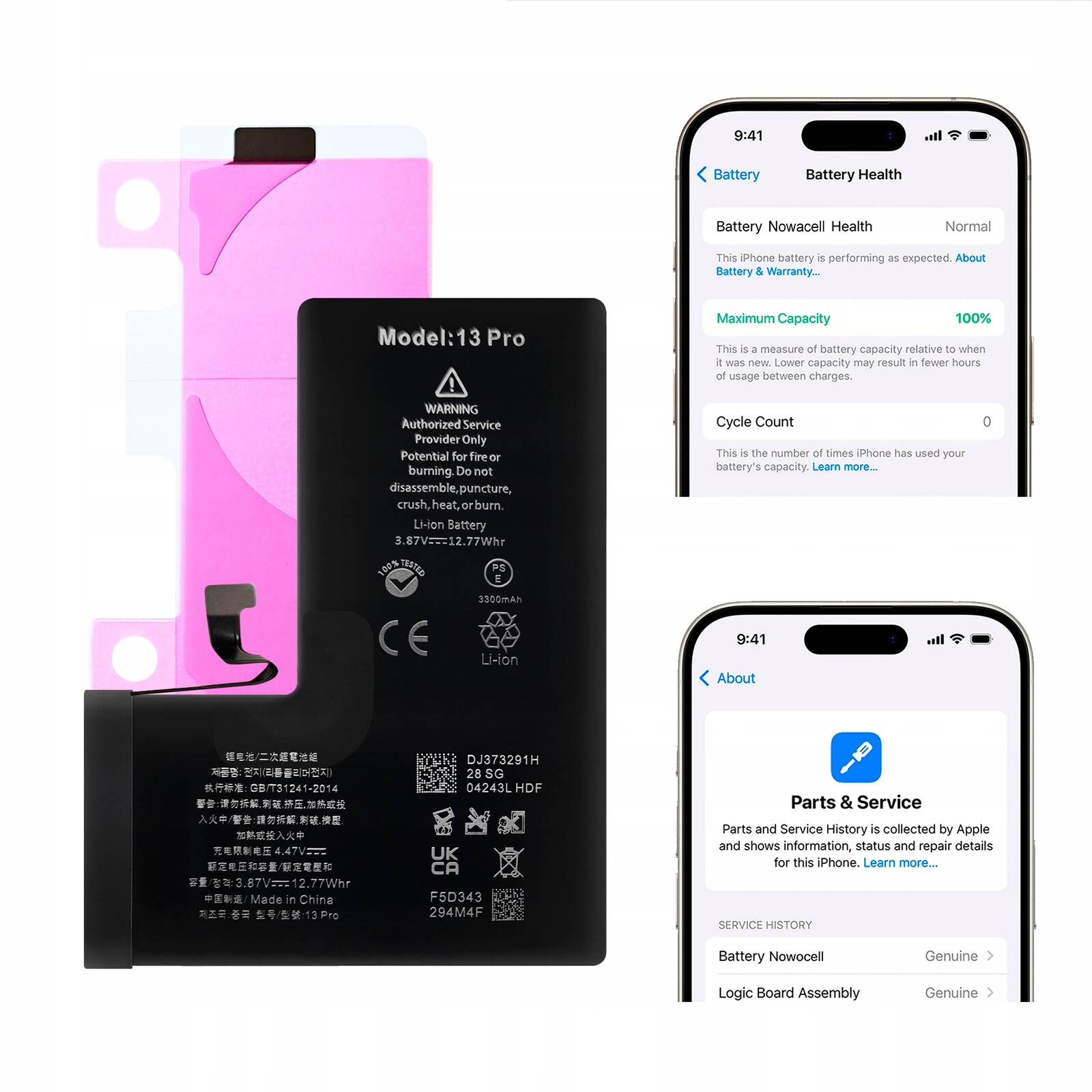 Baterie pro iPhone 13 Pro Bez zprávy Větší kapacita| Kondice 100 %