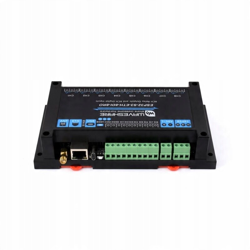 8-kanálový reléový modul ESP32-S3 WiFi Ethernet W5500 RS485 Vstupy