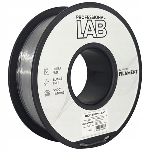 Filament Petg transparent Prof. Lab 1,75 mm 1000 g bezbarvý