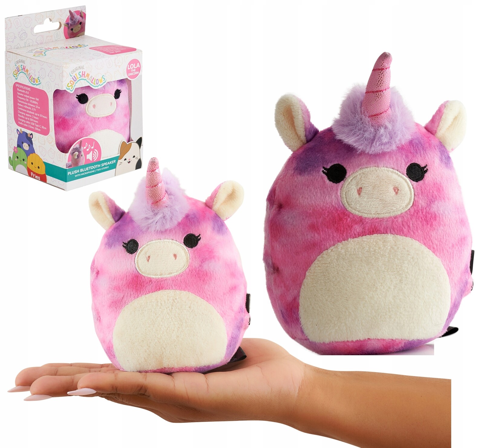 Squishmallows Jednorožec Bluetooth reproduktor 5.0 Plyšák do 10 m 400 mAh