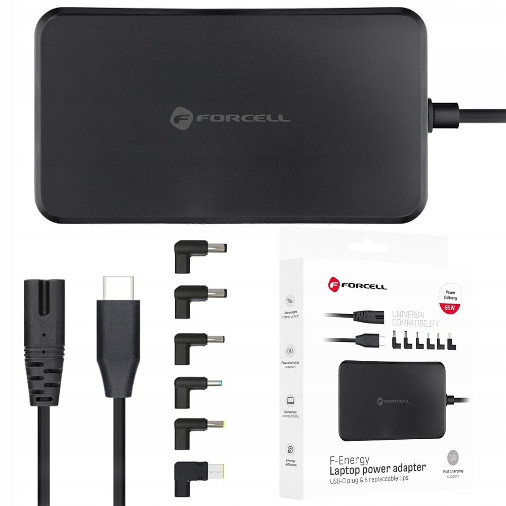Napájecí adaptér pro notebook Forcell 65W Usb-c Pd 6 různých koncovek