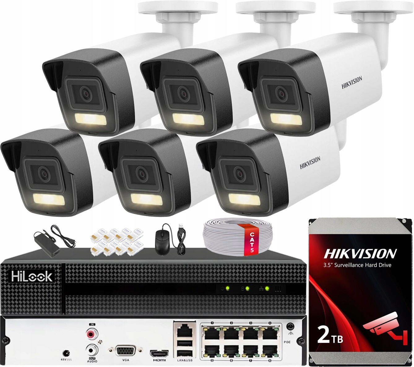 Monitorovací sada pro 6 kamer 4MPX Smart Hybrid Light Hikvision MD2.0 2TB