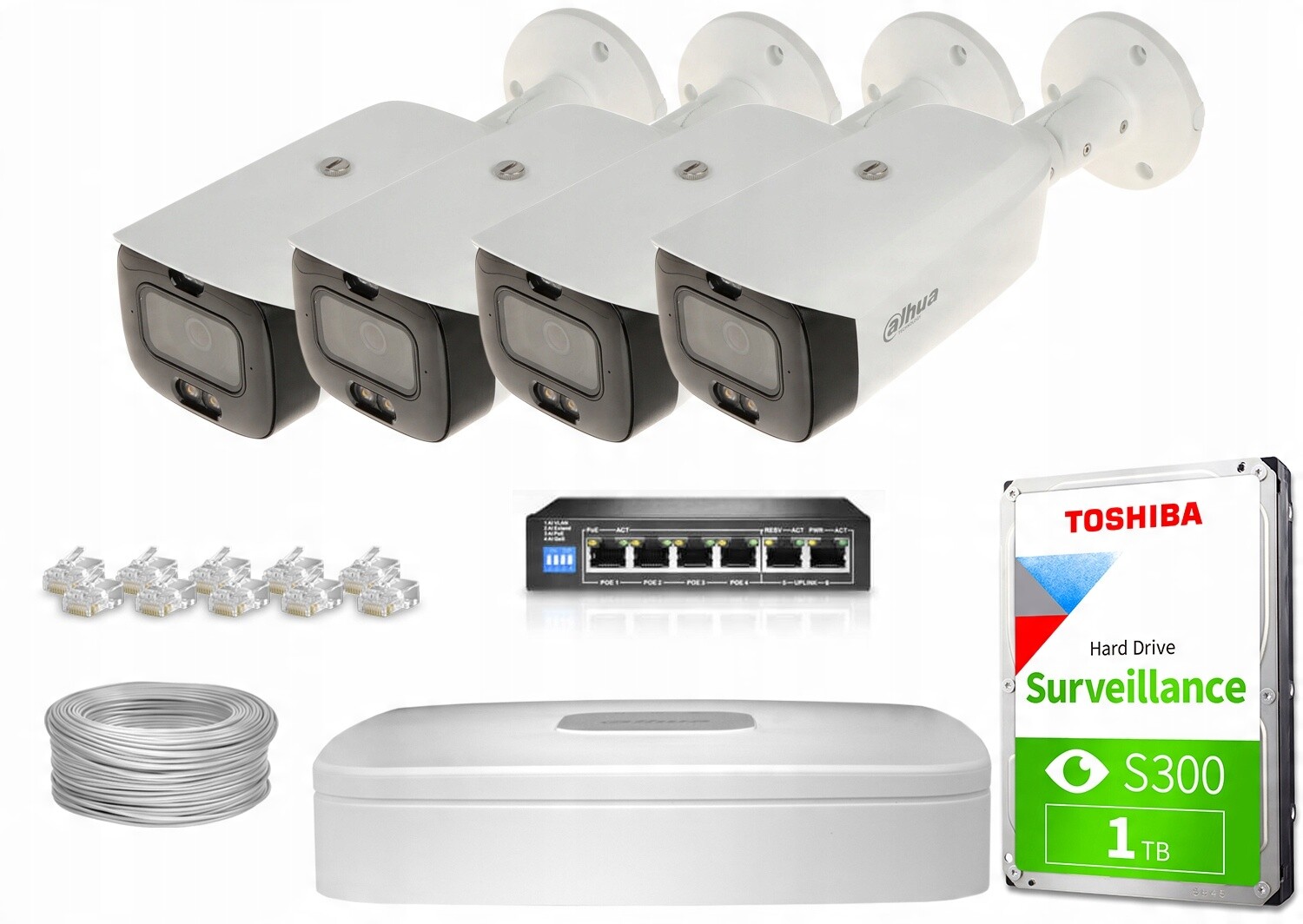 Sada pro monitorování 4x IPC-HFW3849T1-AS-PV-0280B-S5 8,3Mpx Full Color Ai