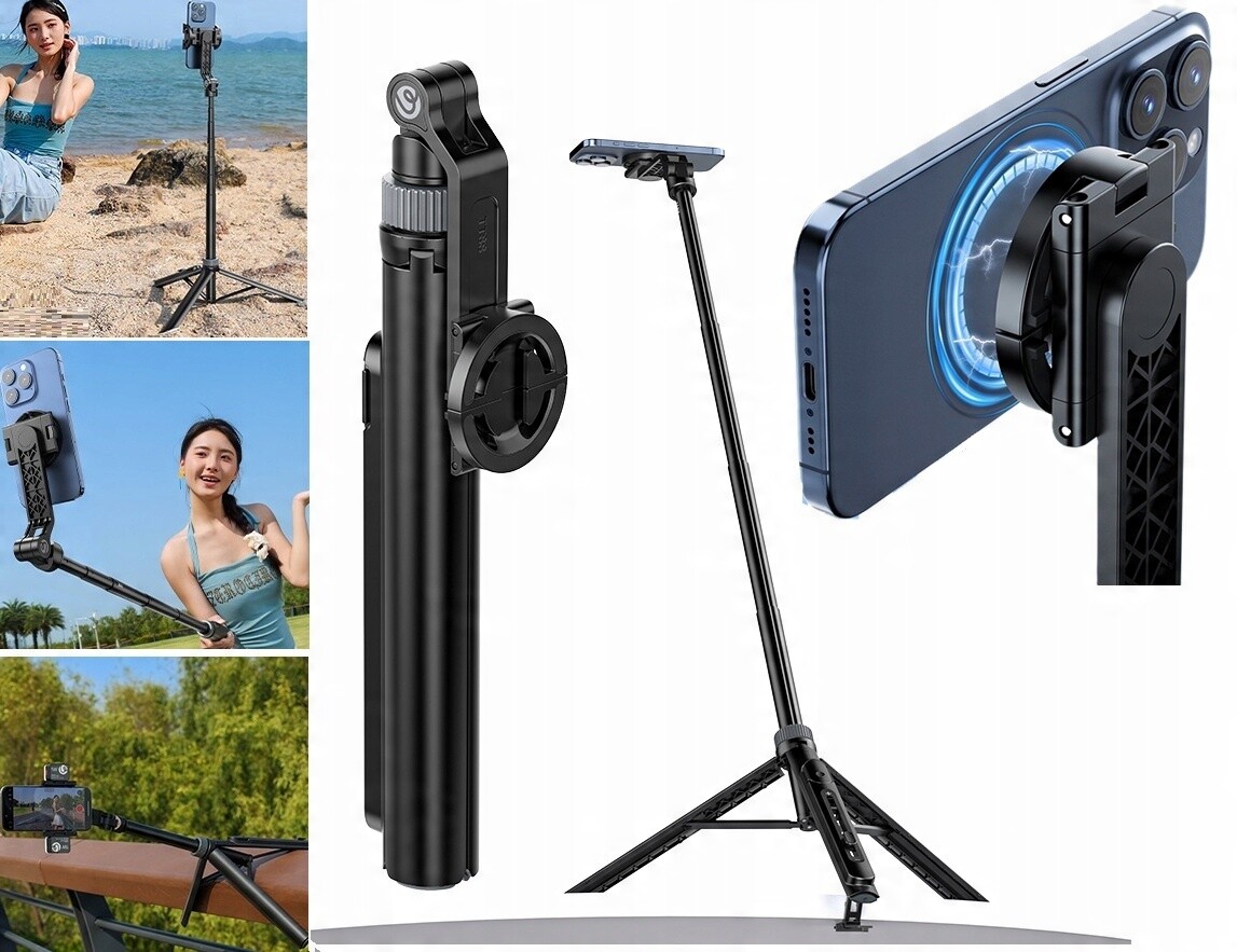 Kijek Selfie Stick Stativ 1,44 m na Magnet MagSafe Telefon Smartphone Pilot