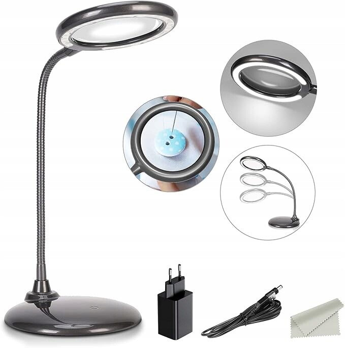 Lupa 3x s Led osvětlením a elastickým ramenem – Zvětšovací lampa