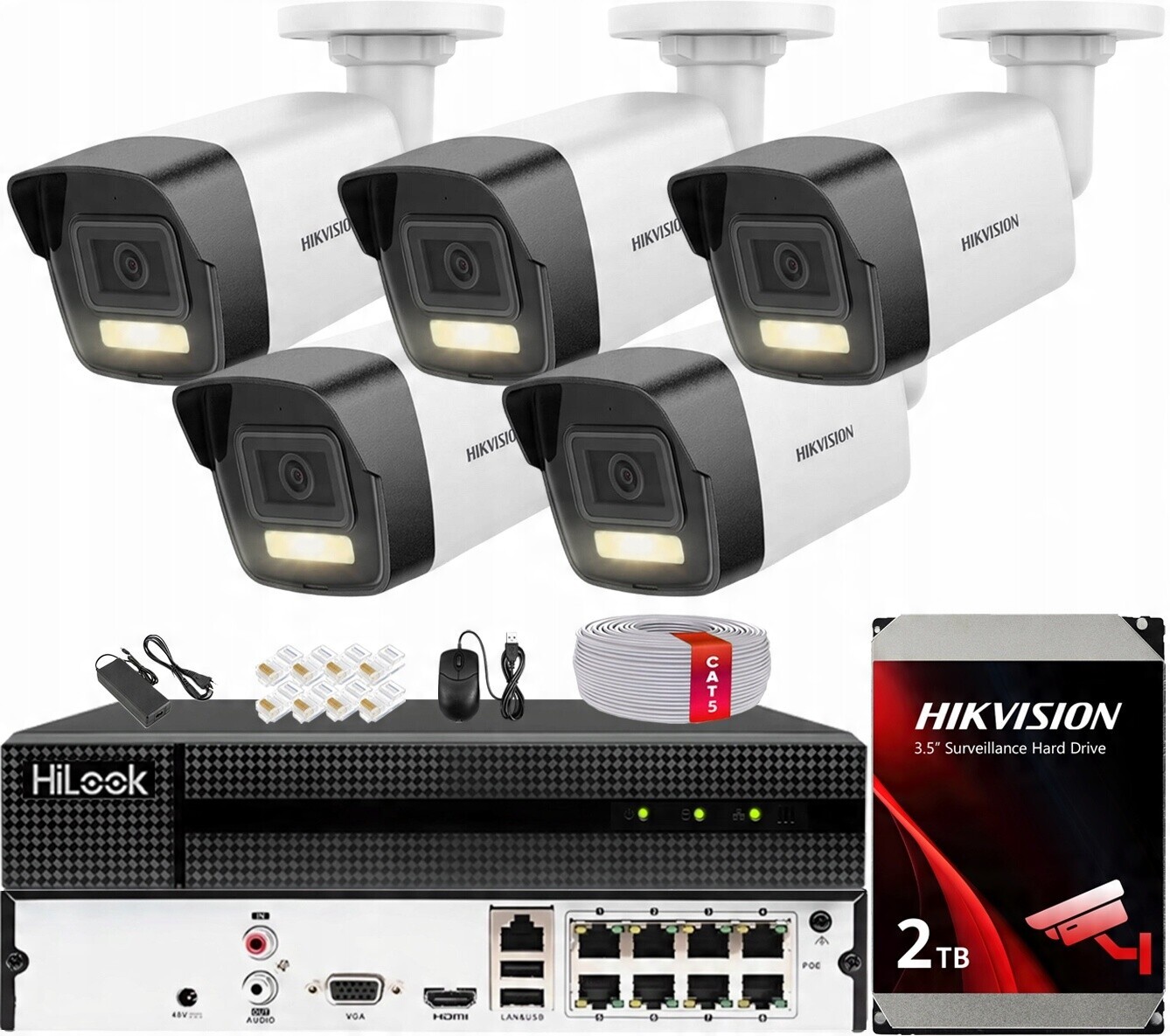 Monitorovací sada pro 5 kamer 4MPX Smart Hybrid Light Hikvision MD2.0 2TB