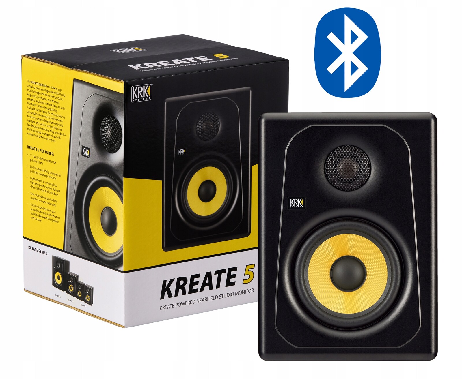 Krk Kreate 5 5palcový aktivní poslechový monitor s Bluetooth pro Dj studio