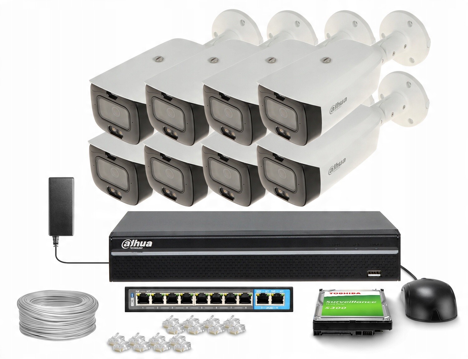 Sada pro monitorování 8x IPC-HFW3849T1-AS-PV-0280B-S5 8,3Mpx Full Color