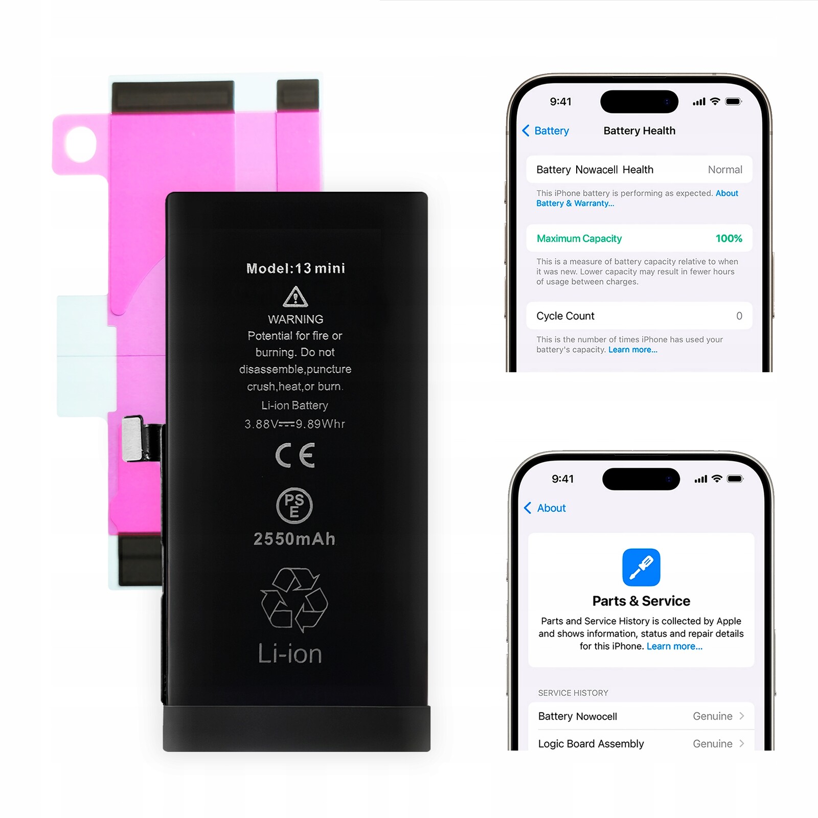 Baterie iPhone 13 Mini Diagnosable Větší kapacita Kondice 100%