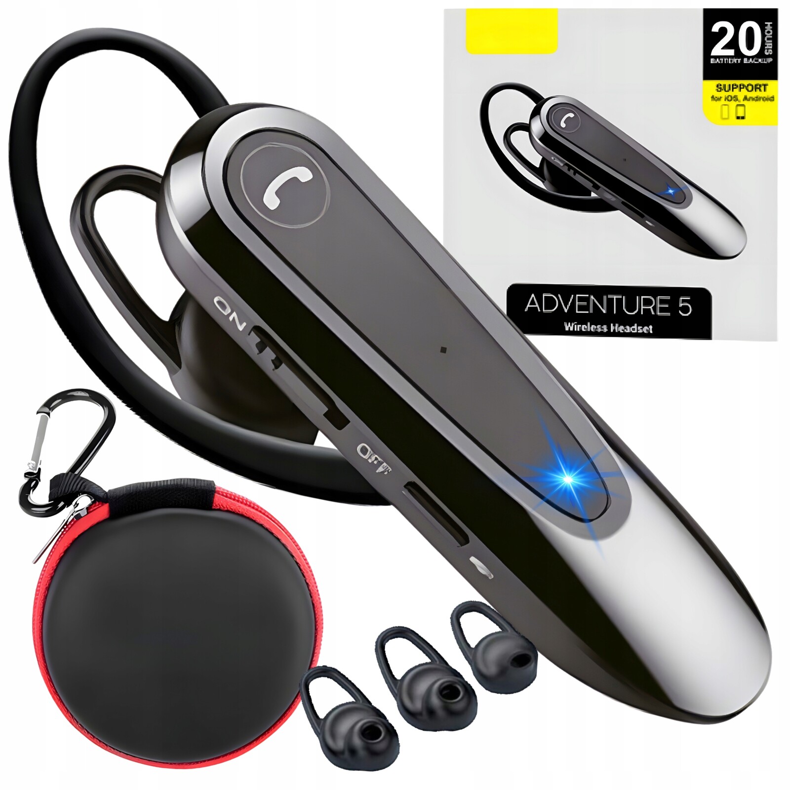 Aglair Bluetooth Sluchátka Adventure 5 S Mikrofonem Pouzdro Sada Bt