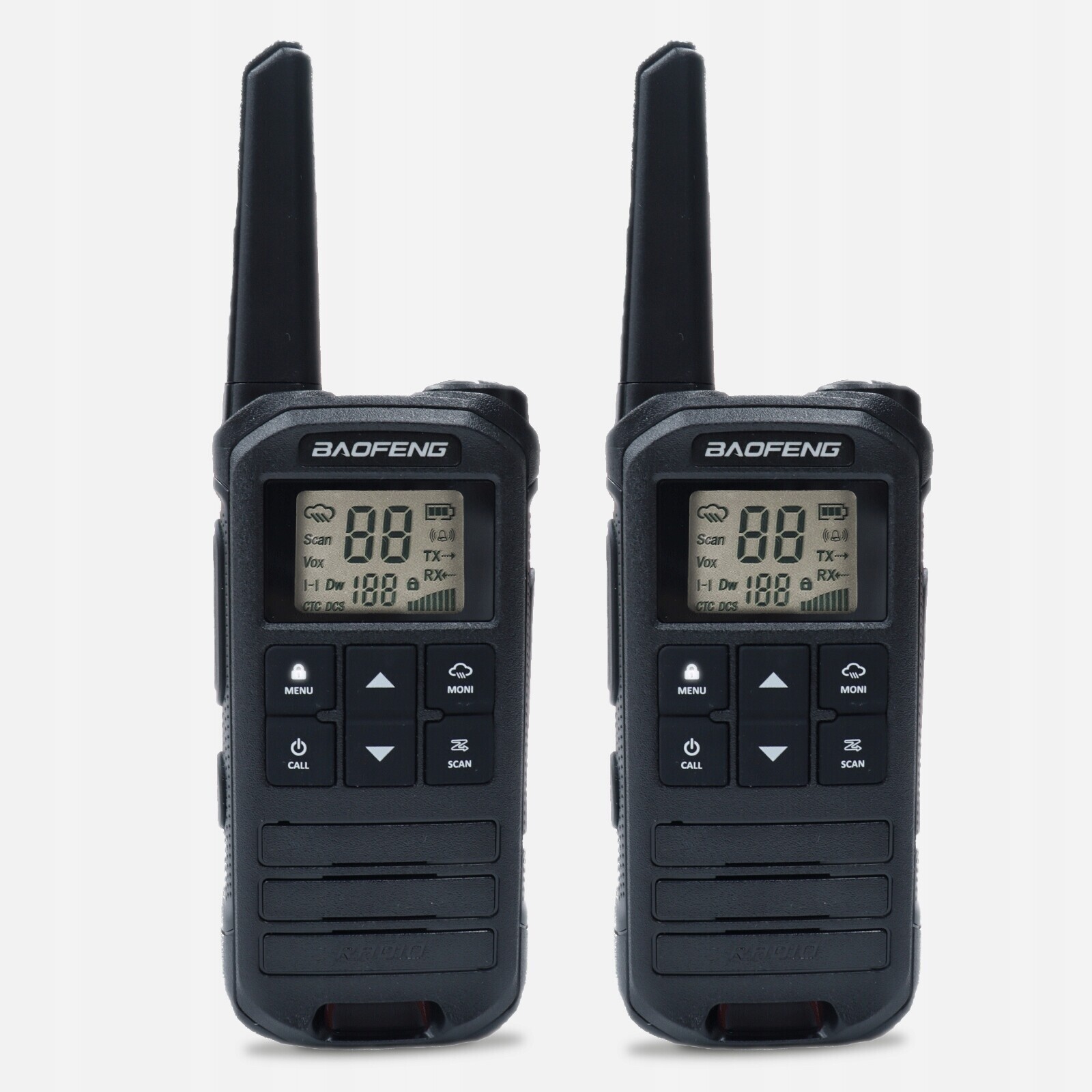 Vysílačky Baofeng FR-22A, dlouhý dosah, dobíjecí, 16 Pmr kanálů černé