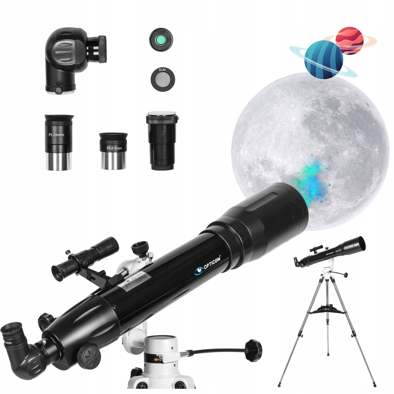 Astronomický čočkový dalekohled Opticon 90F650AZ16 příslušenství