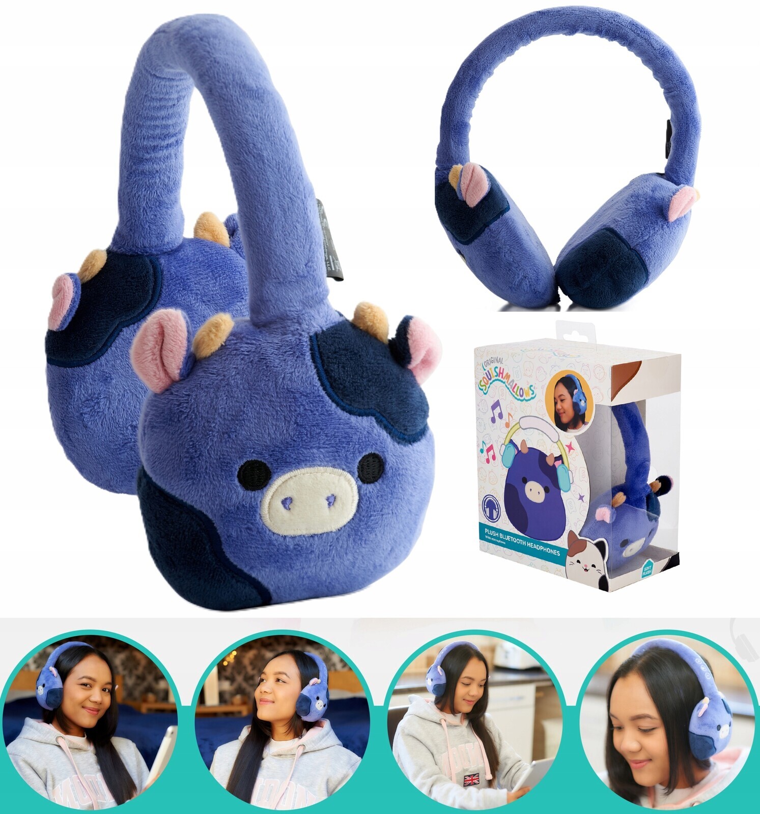 Squishmallows Bezdrátová sluchátka do uší pro dítě Bluetooth Kráva