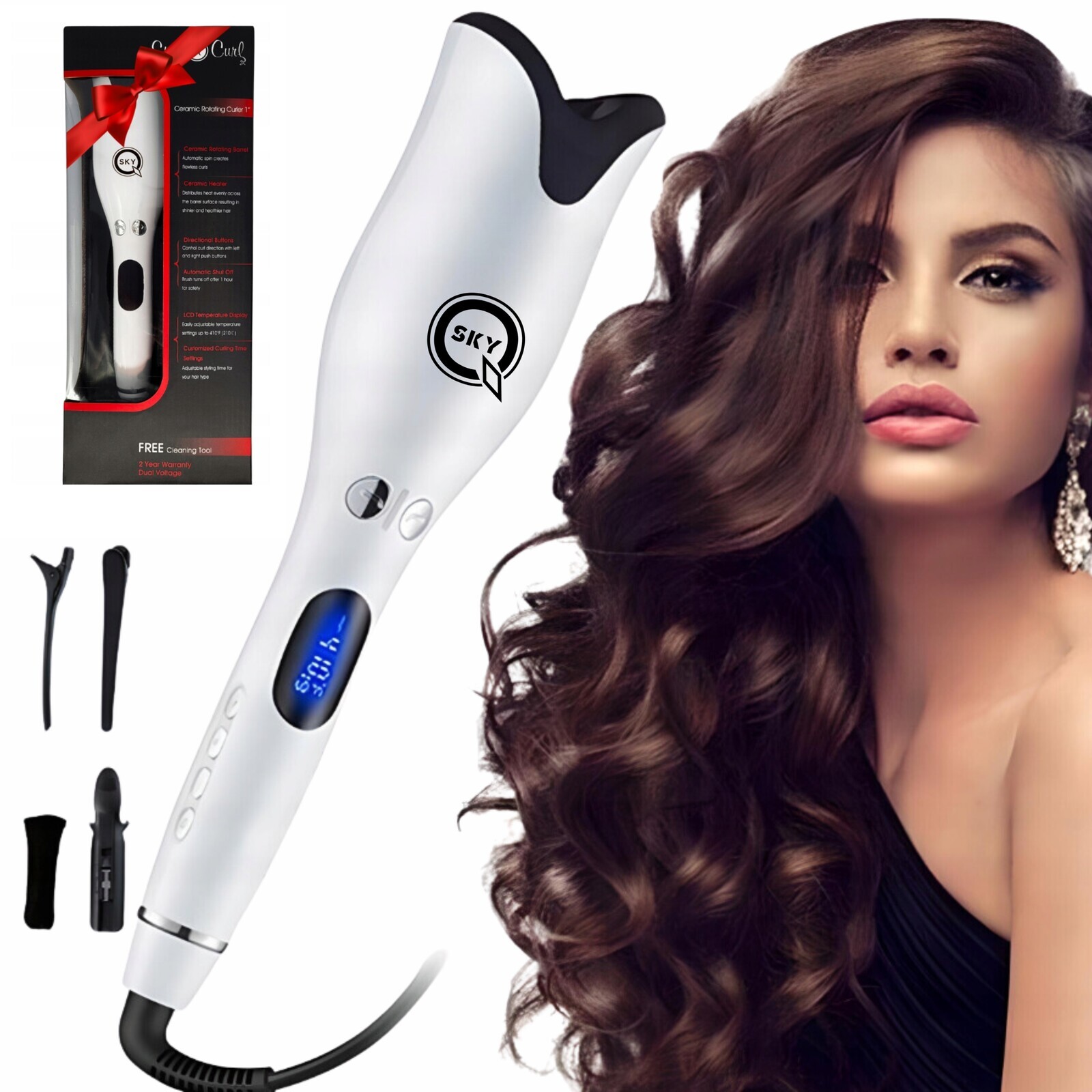 Kulma Na Vlasy Automatická Otočná Spin Curl Keramická Velké Kadeře