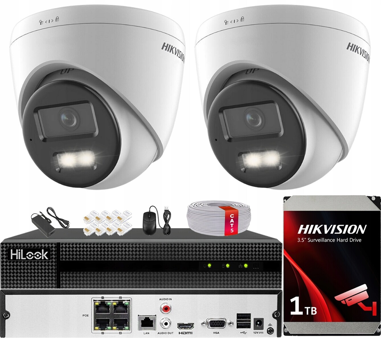 Monitorovací sada pro 2 Ip Kamery 4MPx Smart Hybrid Light 40 m Hikvision 1TB