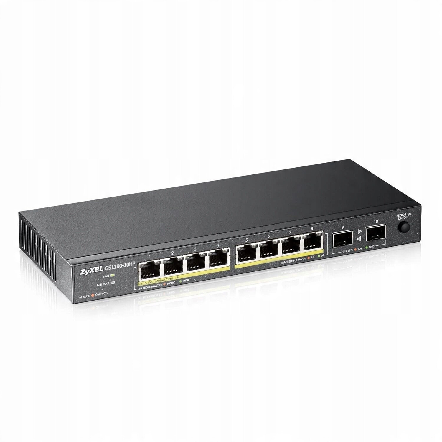 Přepínač GS1100 10-port PoE+ 130W 2xSFP v3 Ieee 802.3at Gigabit Ethernet