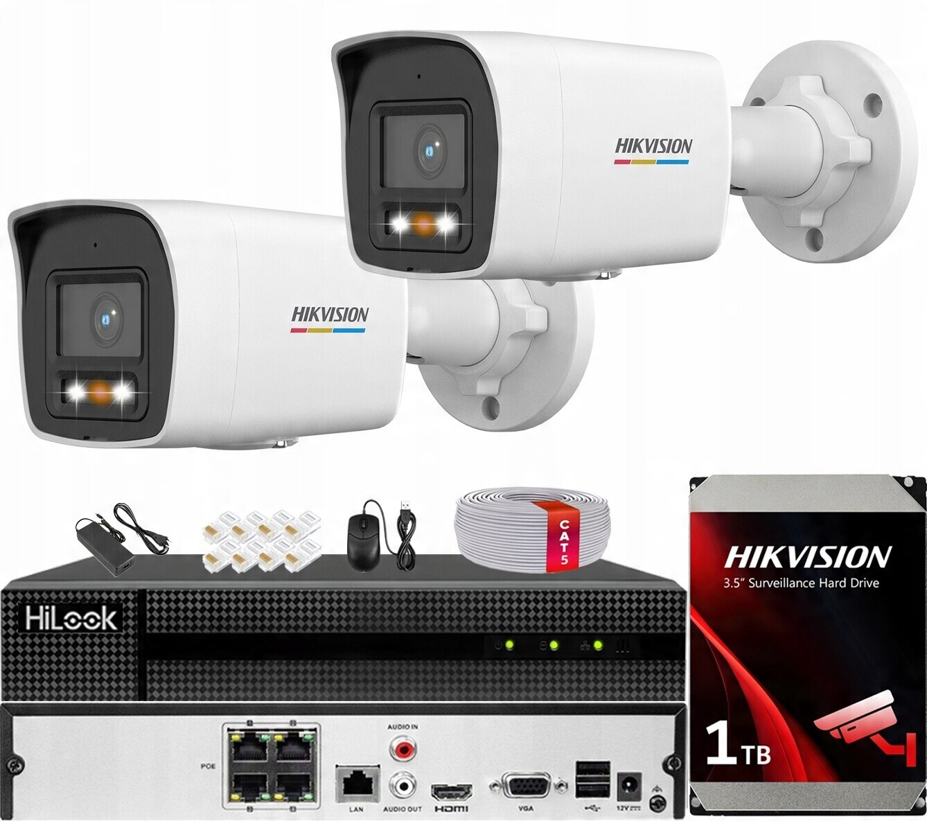 Monitorovací sada 2x Kamera DS-2CD1067G2H-LIU 6MPx ColorVu Hikvision 1TB