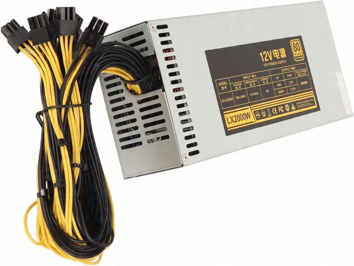 Serverový napájecí zdroj pro kryptoměnový bagr 2000W 180-264V 10 portů