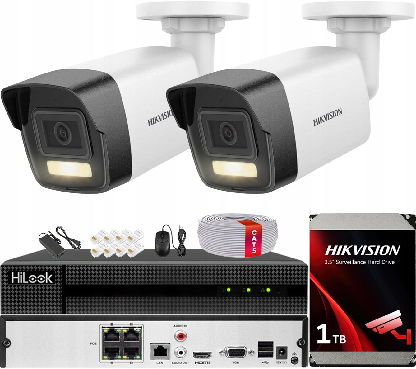 Monitorování pro 2 Ip Kamery 4MPX Chytré hybridní světlo Hikvision MD2.0 1TB