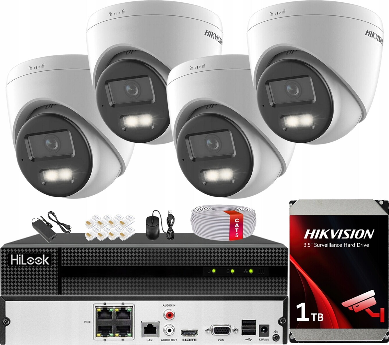Monitorovací sada pro 4 Ip Kamery 4MPx Smart Hybrid Light 40 m Hikvision 1TB