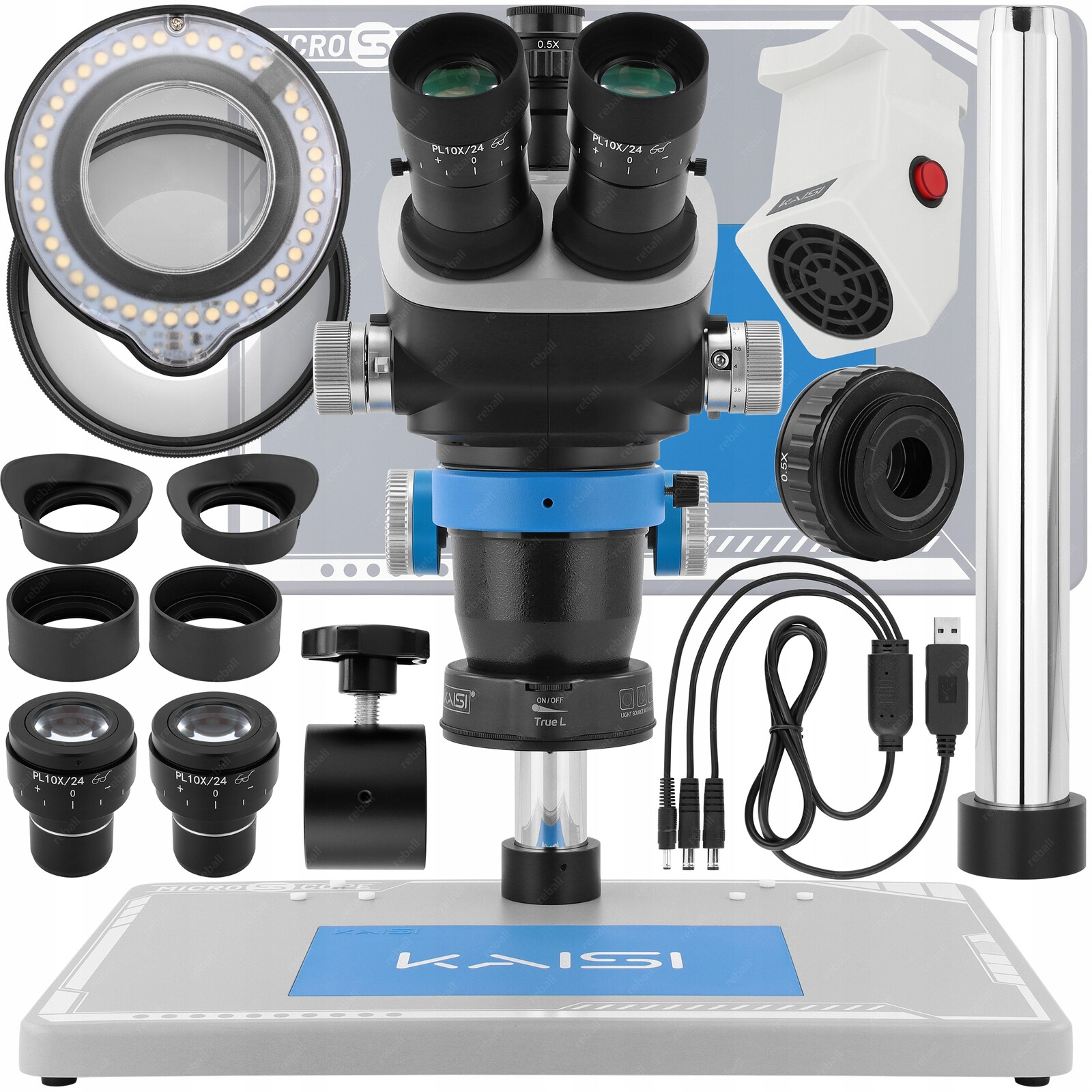 Stereoskopický Mikroskop Kaisi S8 Osvětlení 40x Led Servisní 6.5x-52x